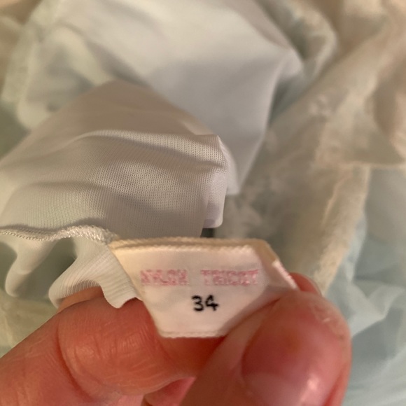 Vintage 60s Ice blue skirt lace bodice slip dress - Picture 2 of 13